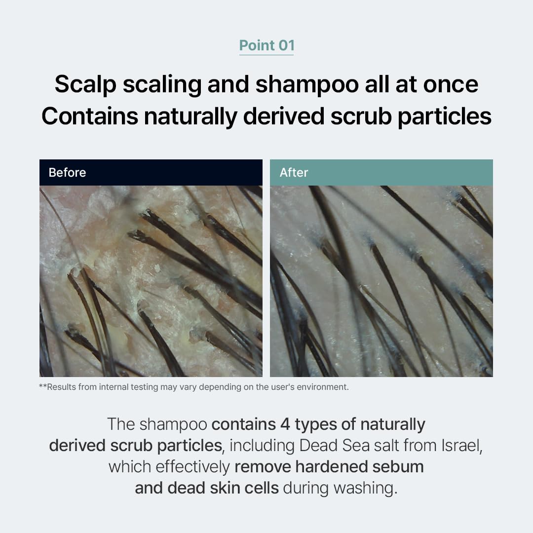 GROWUS Sea Salt Therapy Shampoo pour demonstrates rinse-away dirt and scalp refreshment.