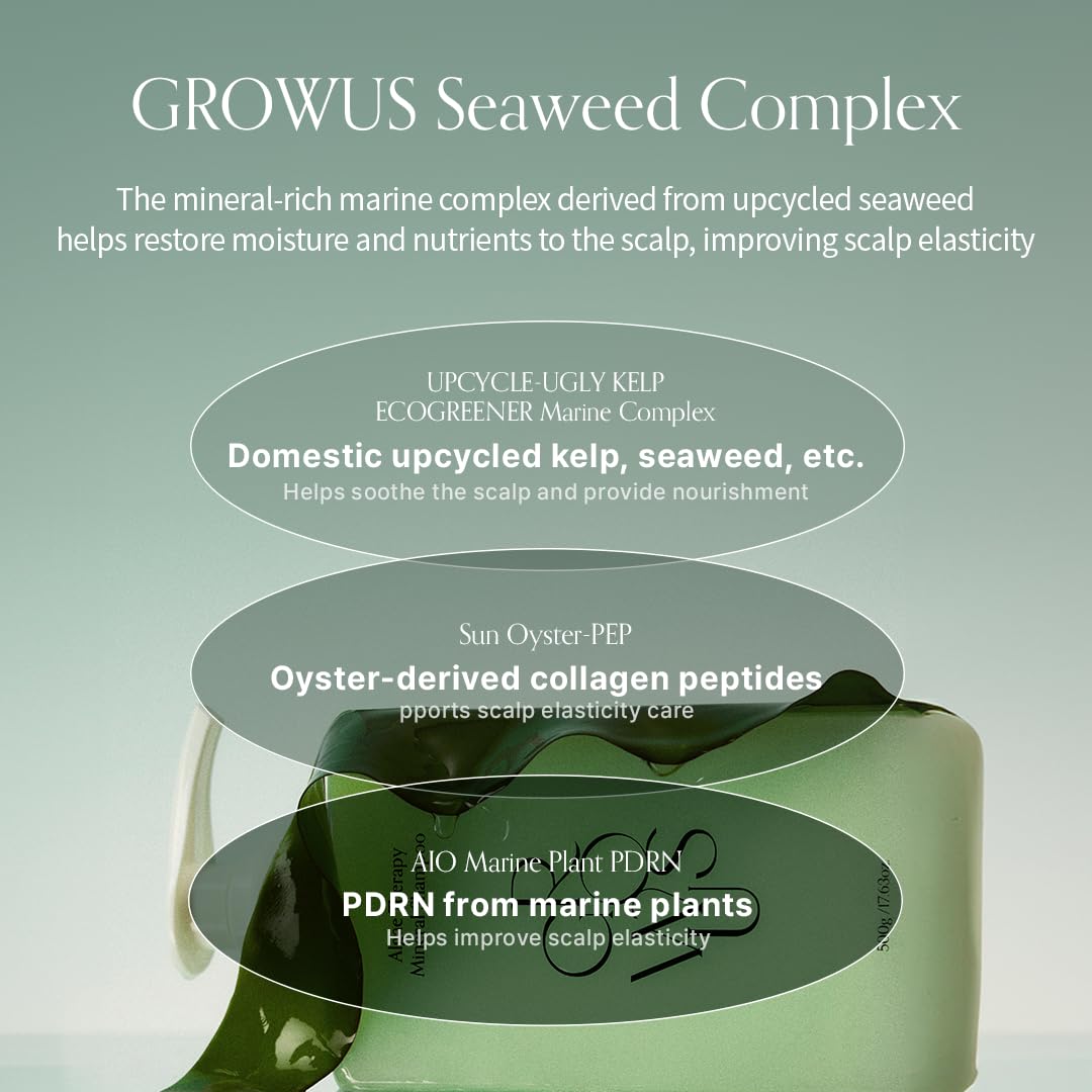 GROWUS Seaweed Complex ingredient close-up highlighting mineral-rich nourishment.