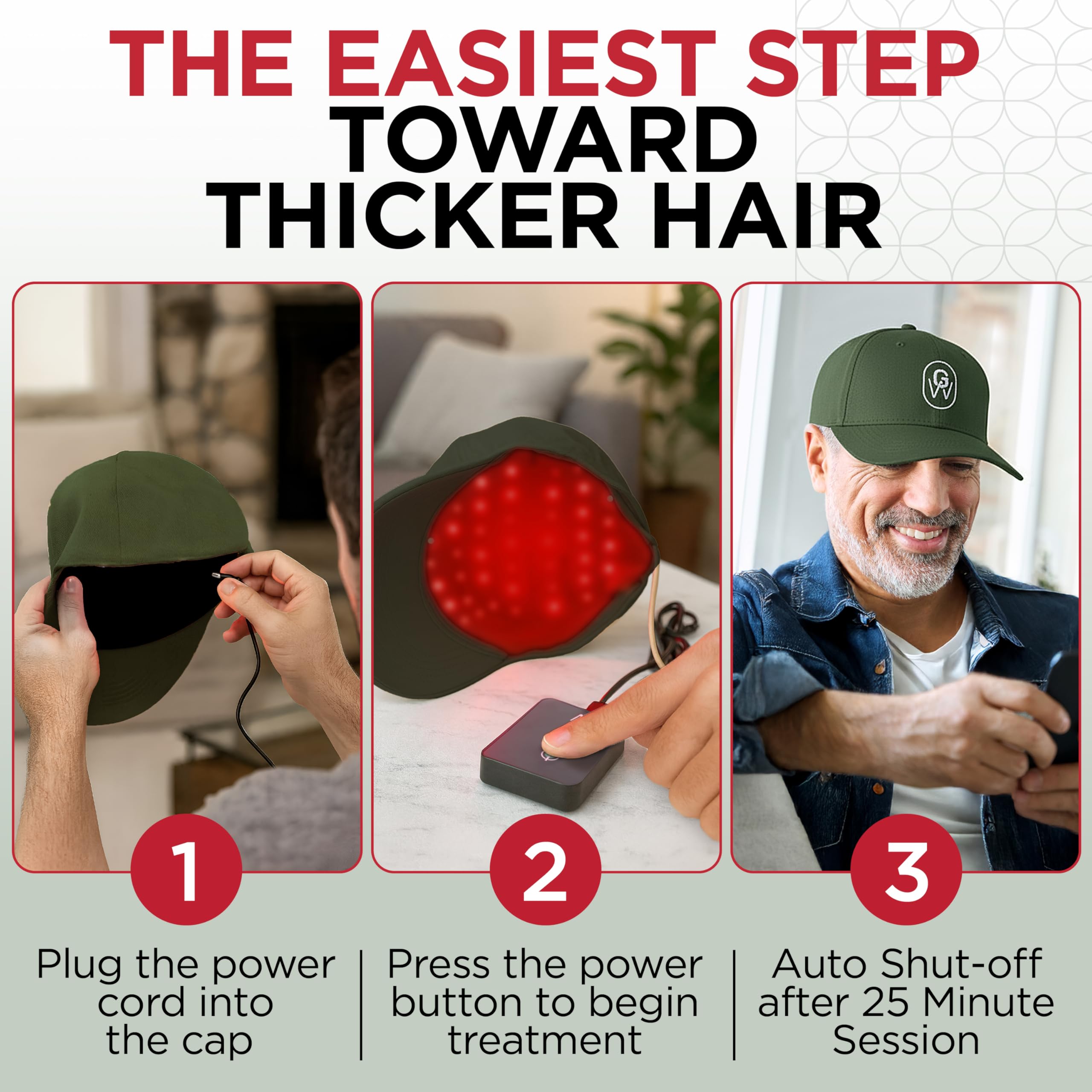 GroWell soft-cap fits snugly for comfortable at-home therapy.