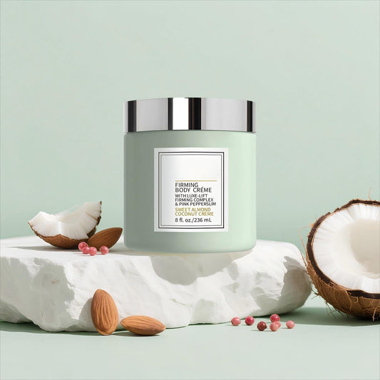 GTVOSY Champagne Lift Firming Body Creme texture swatch showing light, non-greasy finish.