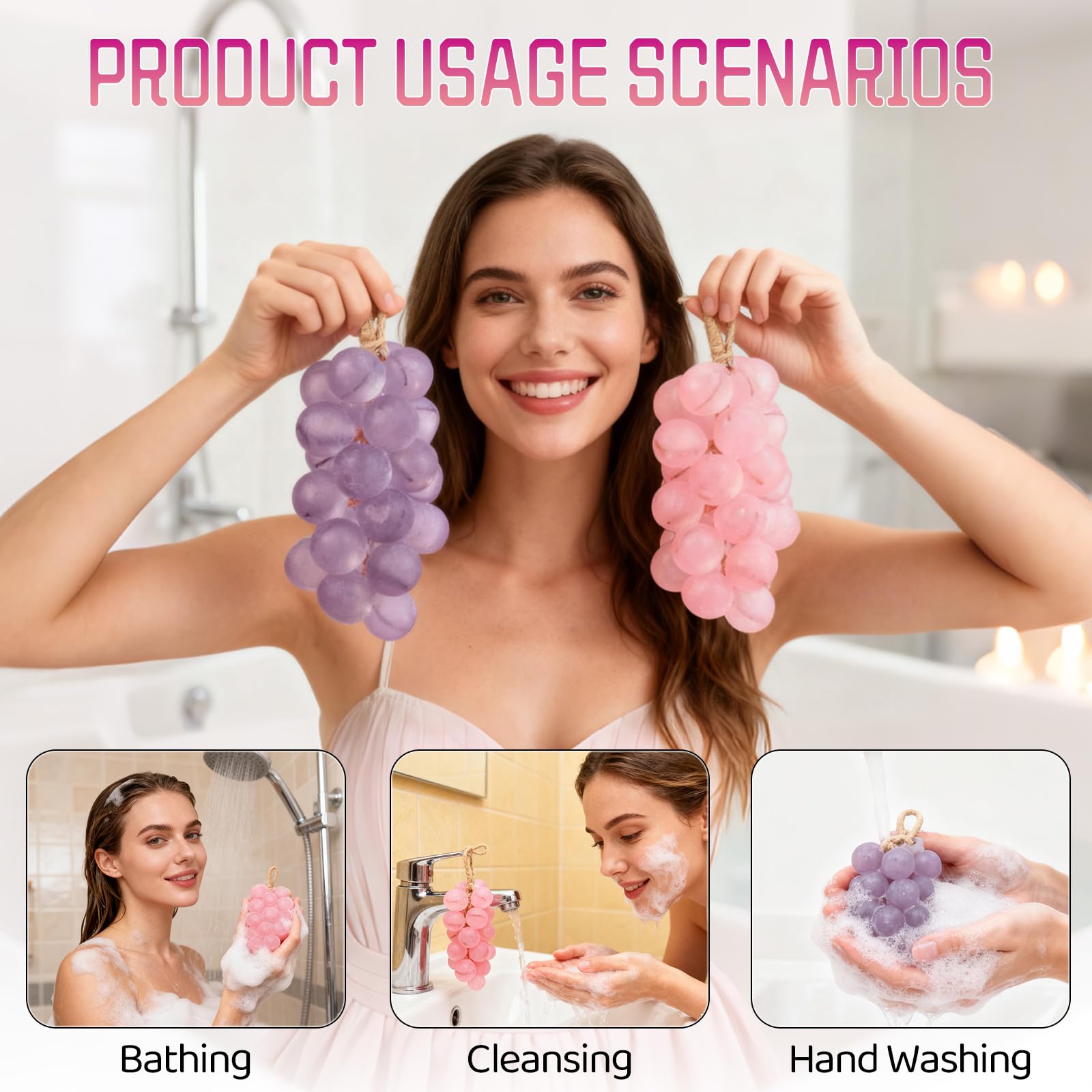 Gtyuoo decorative grape shape with rope allows easy drying after use.
