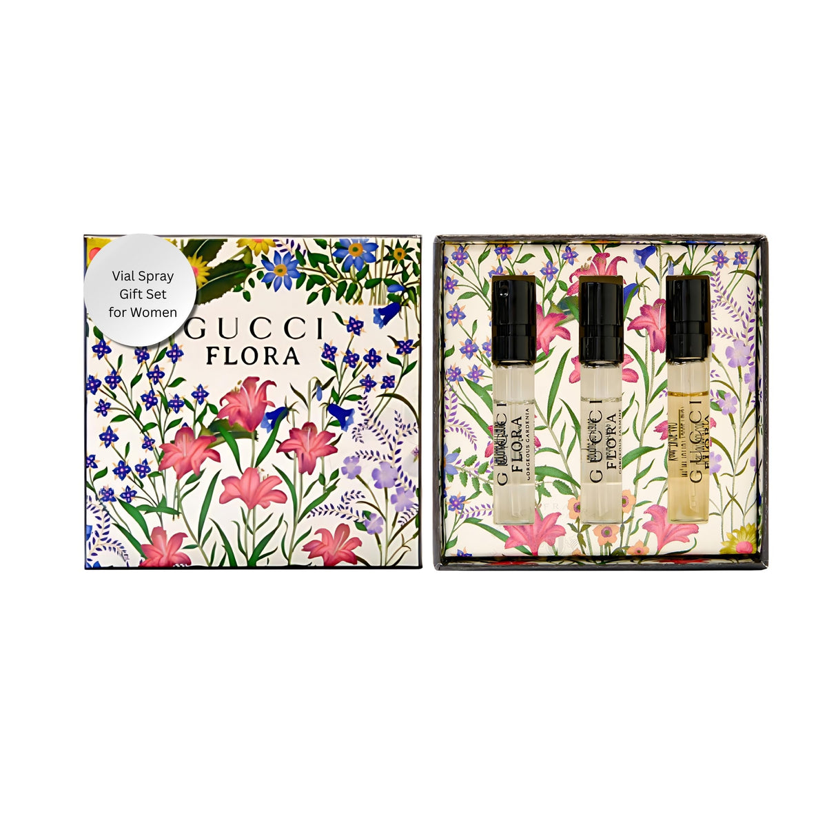 Gucci Flora Gardenia mini EDP bottle close-up for daily wear and travel.