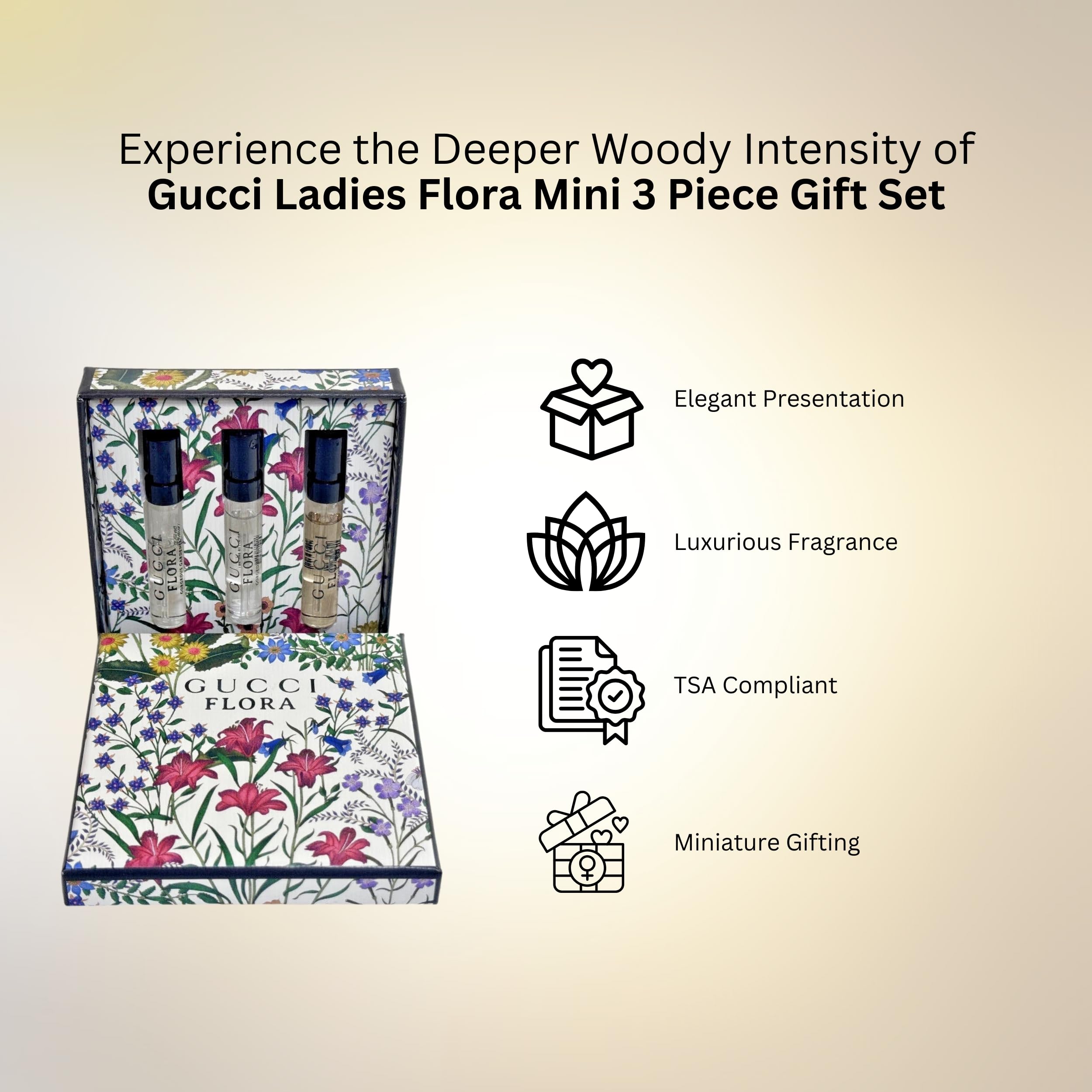 Gucci Flora Magnolia mini EDP bottle close-up ideal for outings.