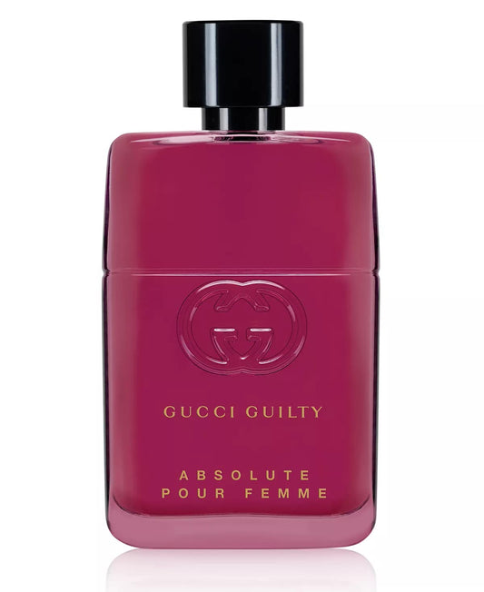 Gucci Guilty Absolute Pour Femme bottle close-up highlighting premium packaging and sensory cues