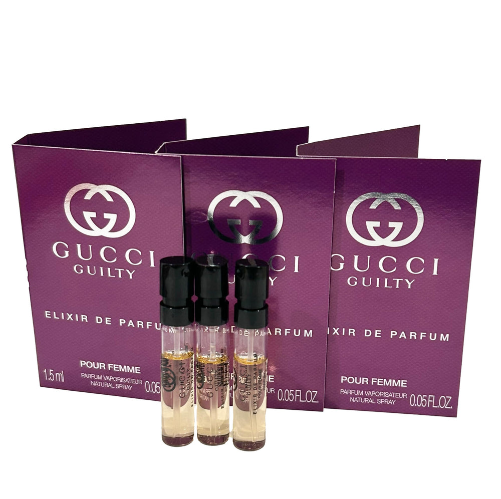 Gucci Guilty Elixir sample cap detail showcasing premium design