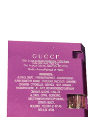 Gucci Guilty Elixir sample label closeup for branding and packaging