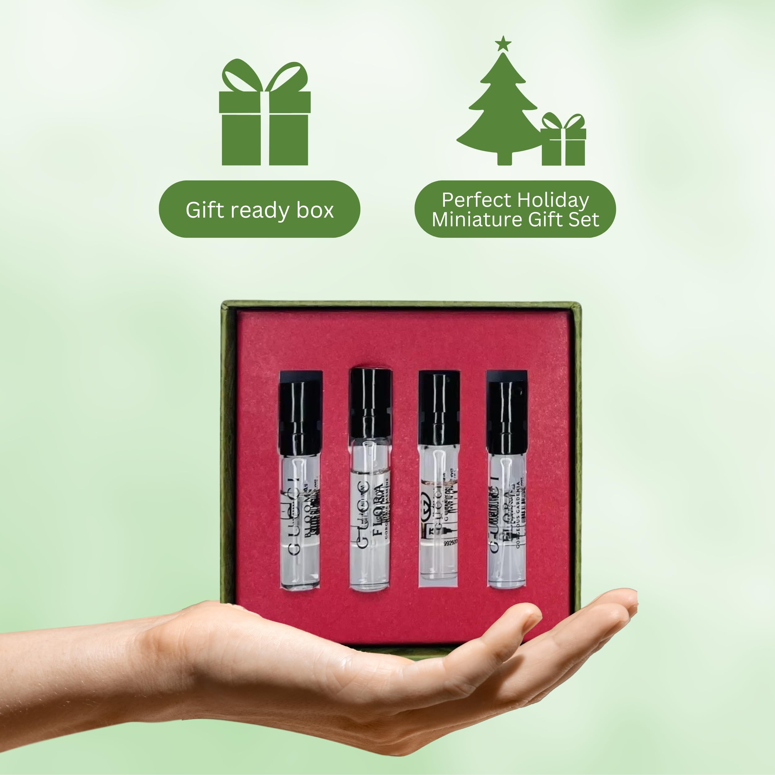 Gucci luxury gift box presentation appeals to fragrance lovers.