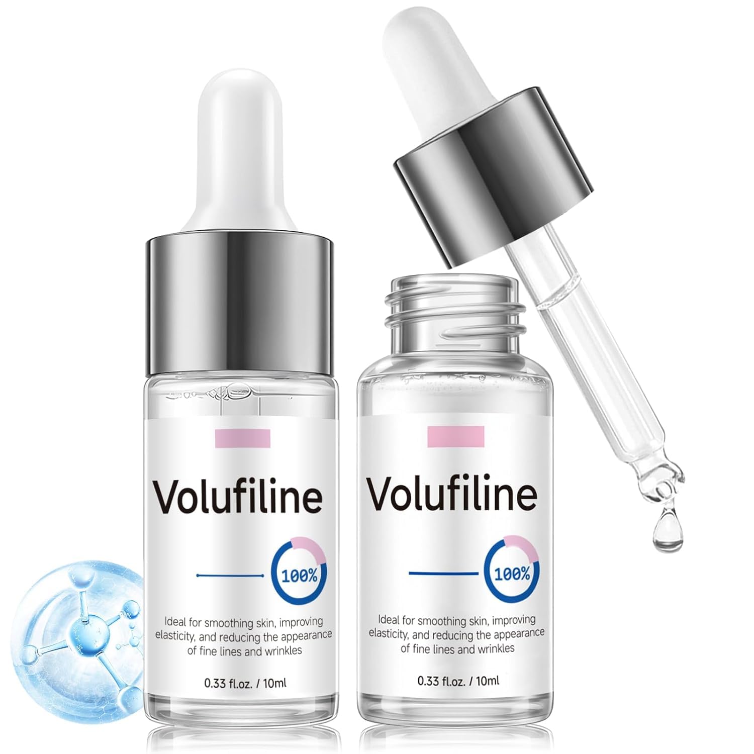 Gude Gude Volufiline Serum bottle with drops for targeted hydration