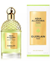 Guerlain Nerolia Vetiver bottle angle shot emphasizing warm, enveloping aroma