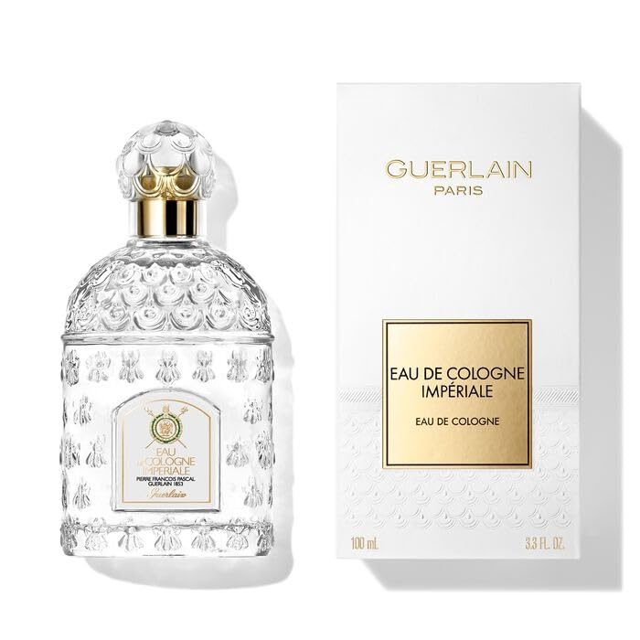 Guerlain Imperiale bee emblem label detail highlighting heritage and luxury appeal