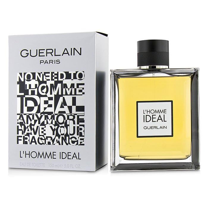 Guerlain L'homme Ideal close-up reveals almond and tonka notes for creamy depth and evening appeal.