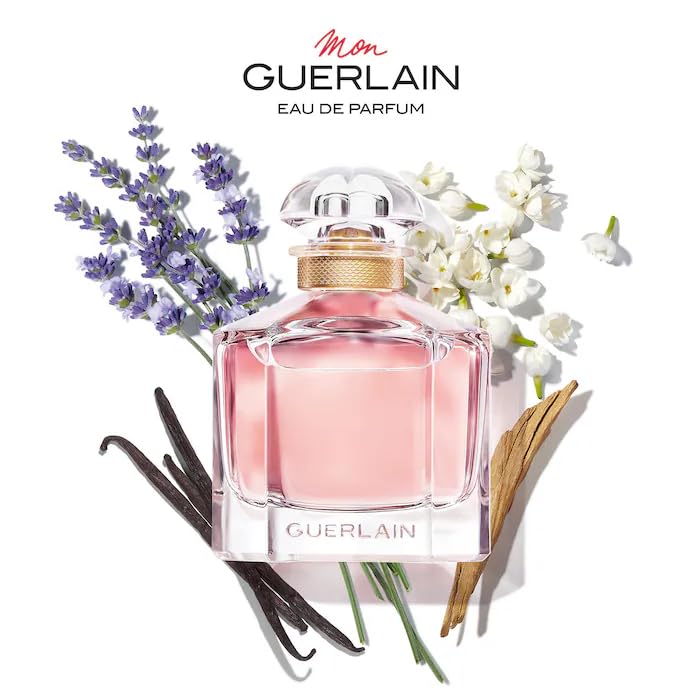 Mon Guerlain packaging box-display emphasizes gift-ready luxury.