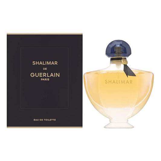 Guerlain Shalimar bottle close-up, iconic design and lasting fragrance presence.