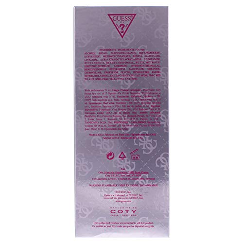 Packaging box front for Guess scent highlights premium presentation