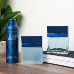 Guess Seductive Blue base notes showcase cashmere wood warmth.