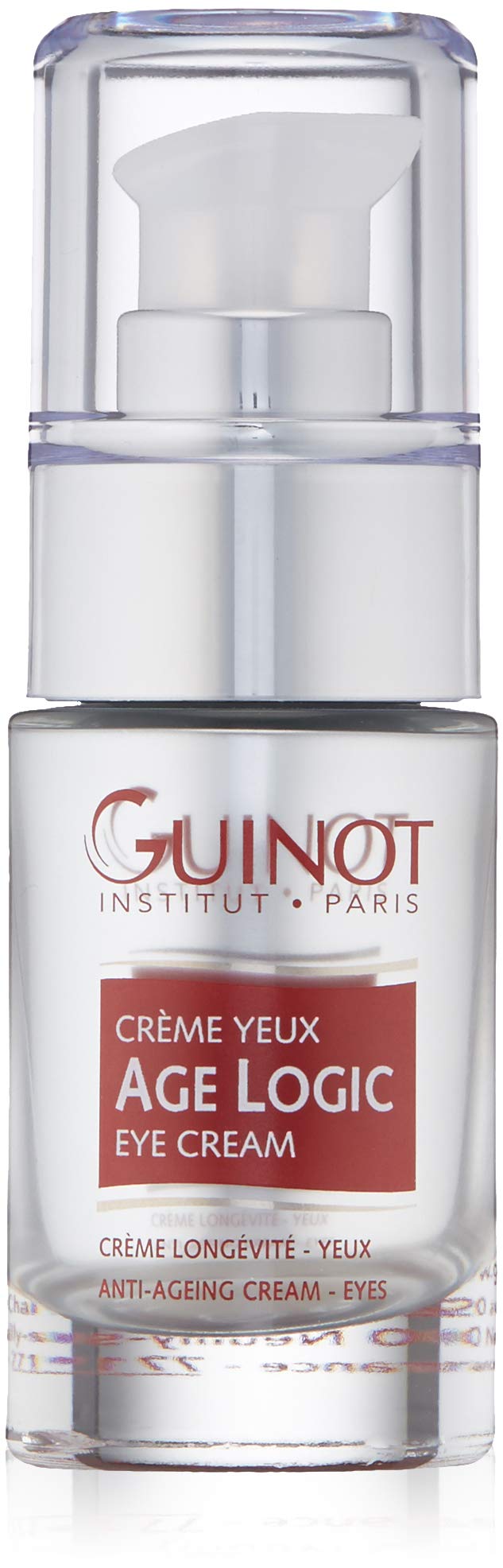 Guinot Age Logic Eye Cream tube closeup highlighting smoothing formula for the eye area.