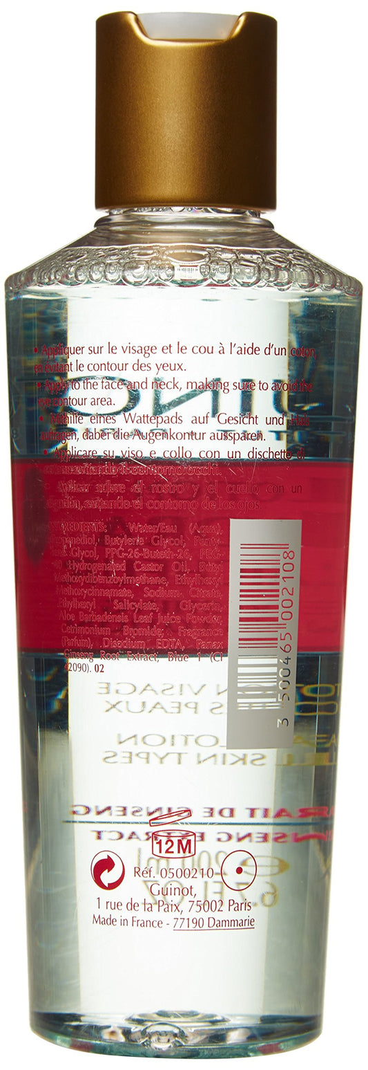 Guinot Hydra Fraicheur Toning Lotion applied to skin as part of daily routine.