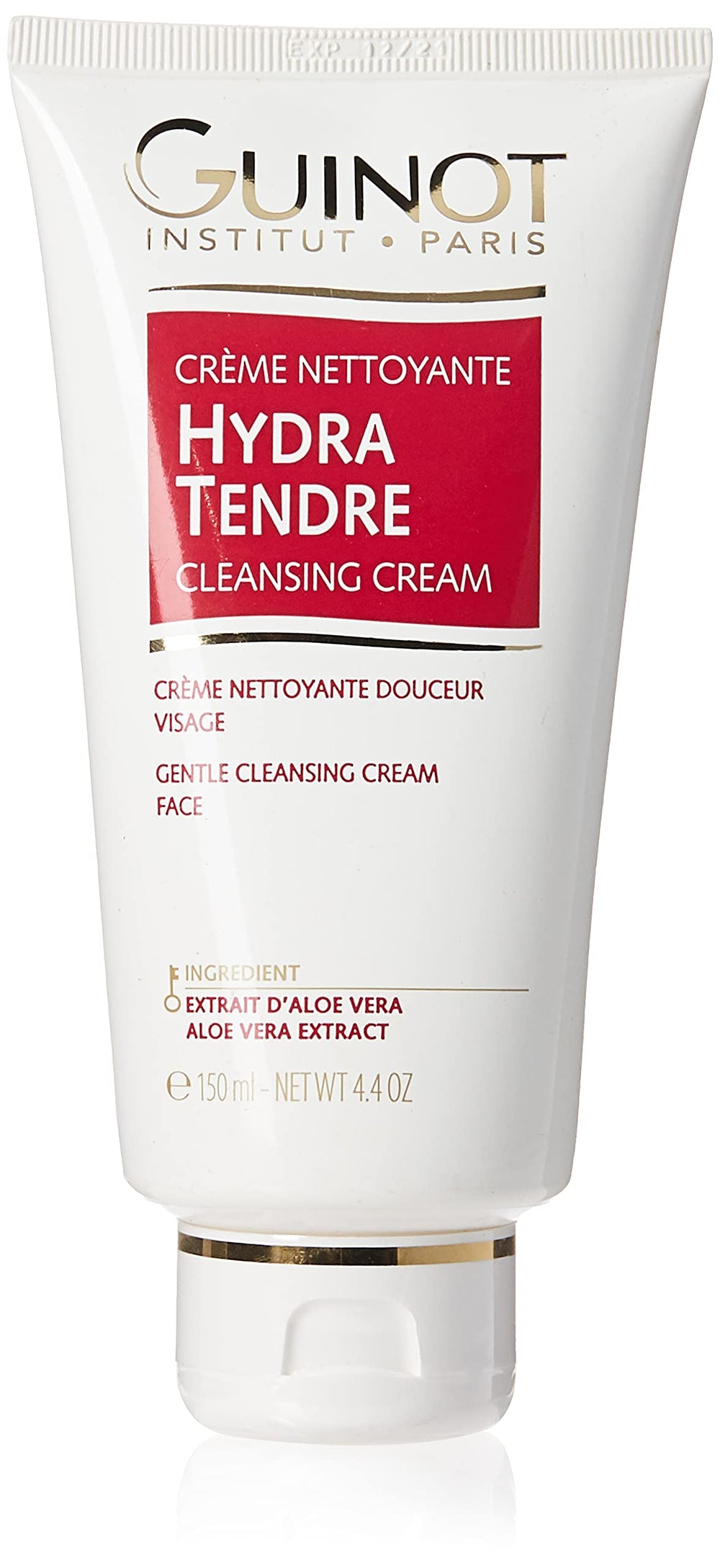 Guinot Hydra Tendre cleanser bottle, showcasing creamy texture for gentle cleansing