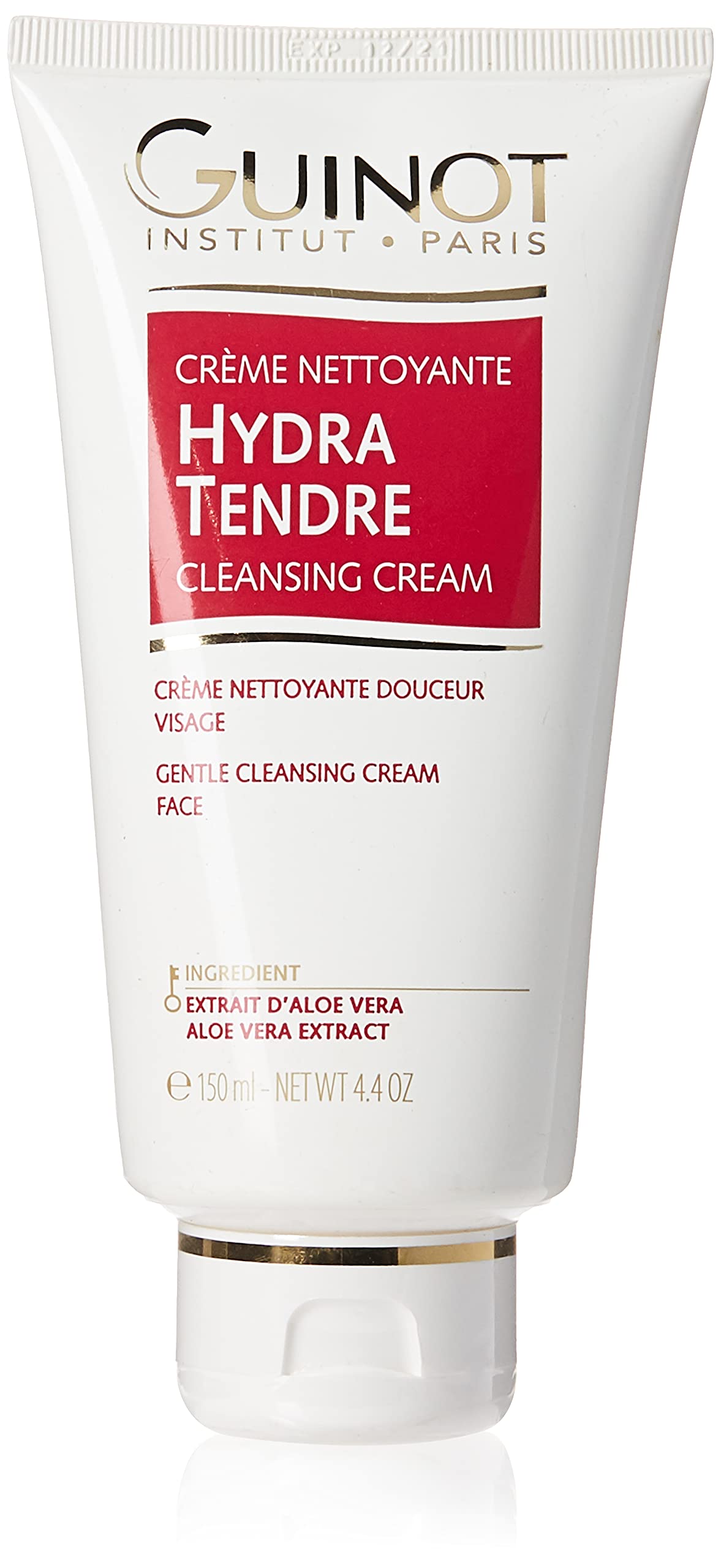 Guinot Hydra Tendre cleanser bottle, showcasing creamy texture for gentle cleansing