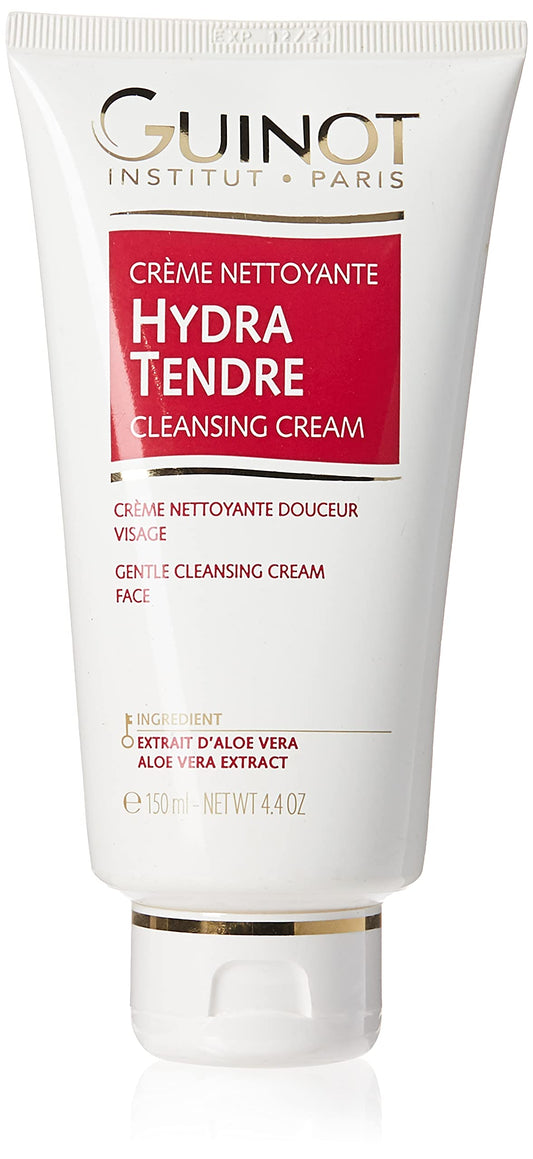 Guinot Hydra Tendre cleanser bottle, showcasing creamy texture for gentle cleansing