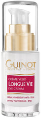 Guinot Longue Vie Eye Cream packshot highlighting premium packaging and anti-wrinkle use