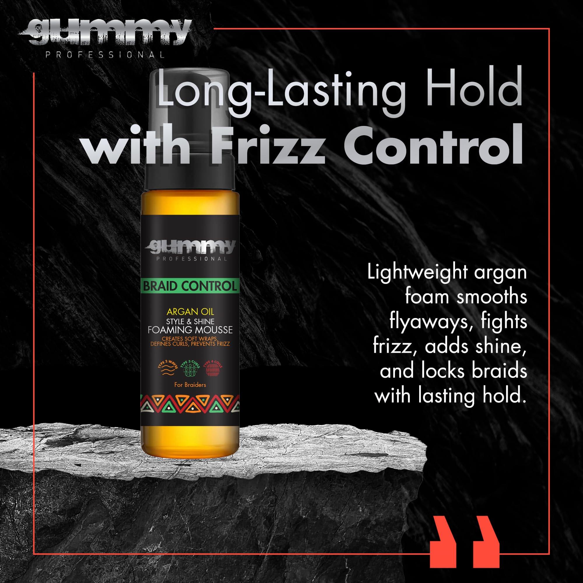 Gummy Braid Control Mousse foam dispense for even application