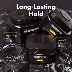 Gummy gel keeps braids neat with lasting hold.