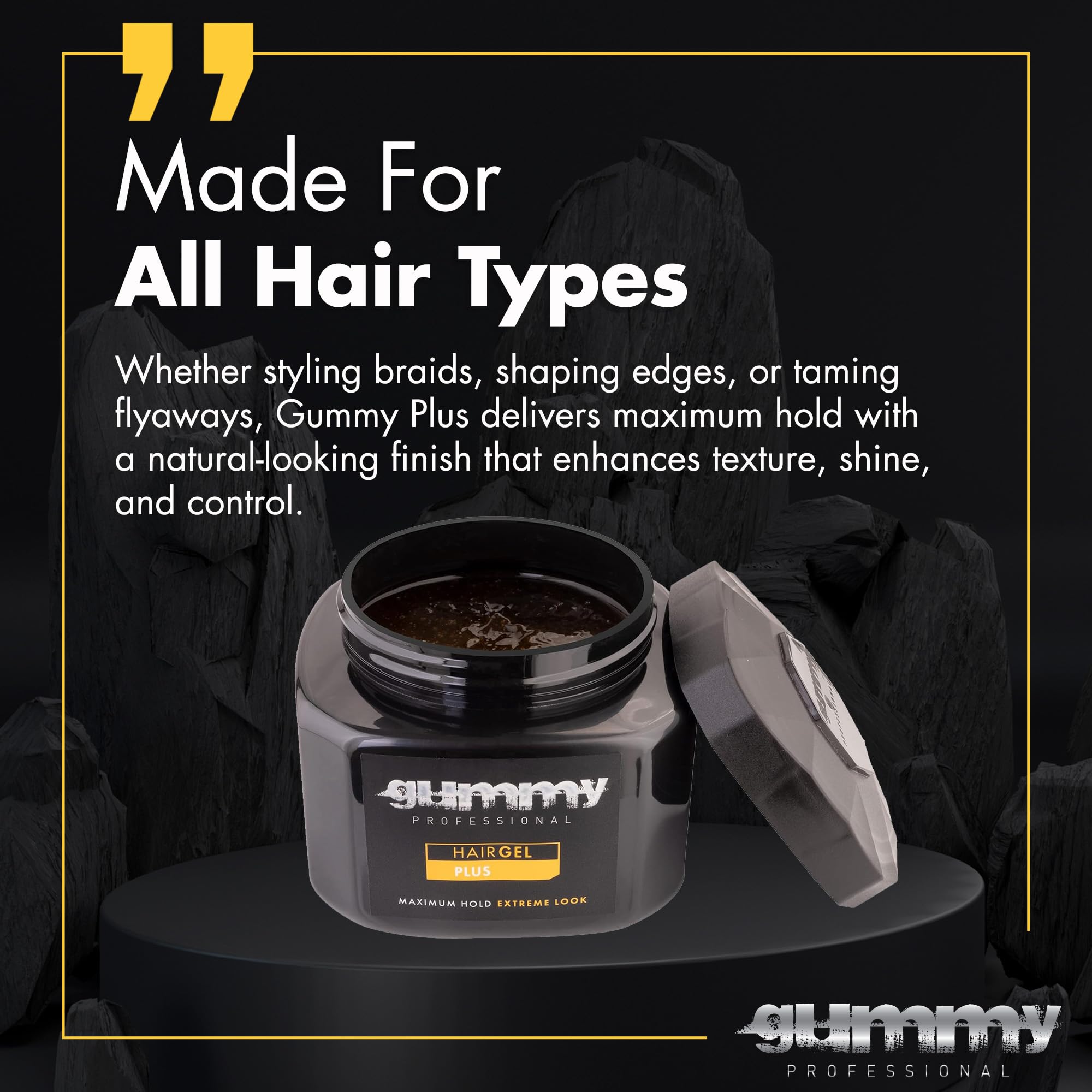 Gummy gel adds shine while conditioning hair.