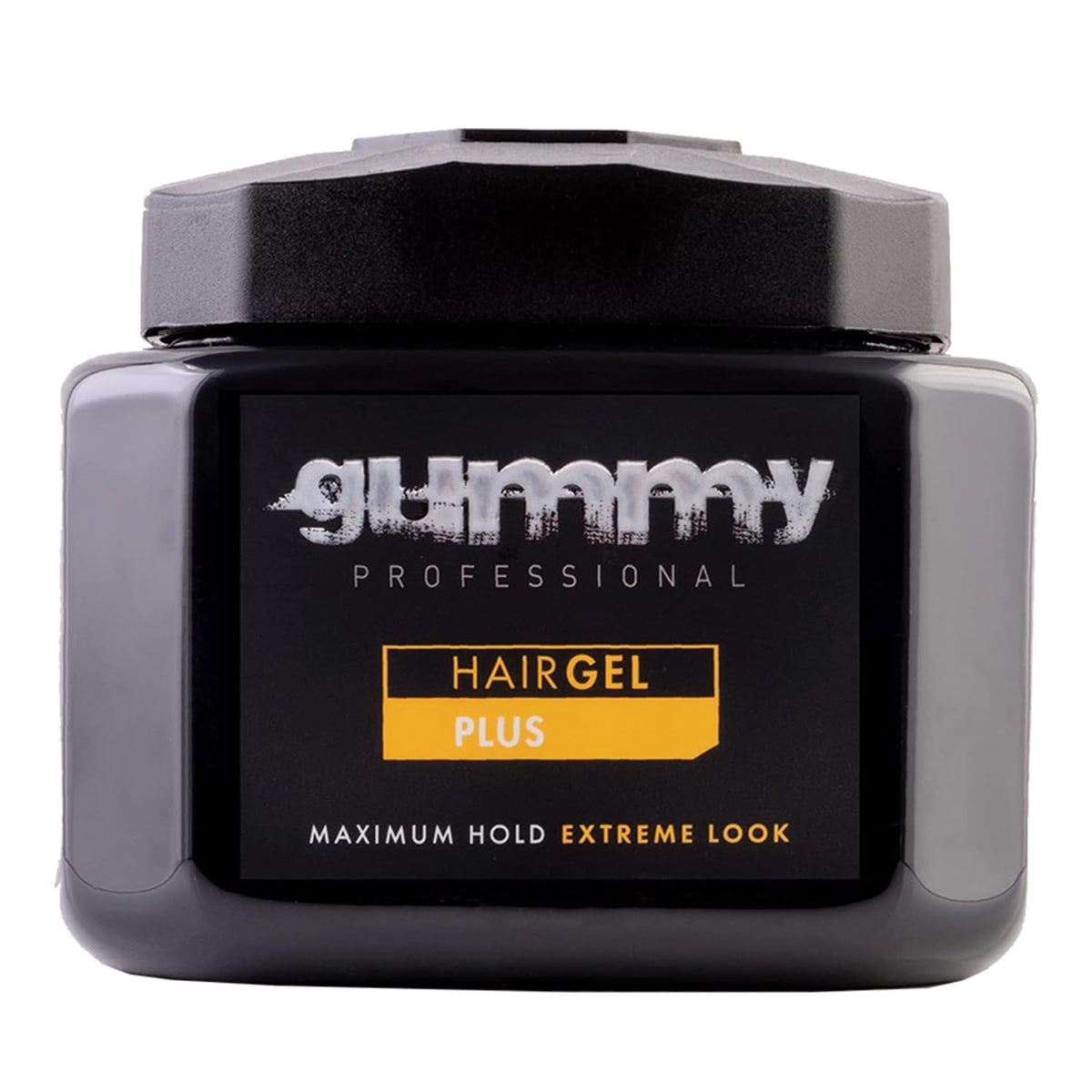 Gummy Professional Plus Gel for slick back styles with strong, flake-free hold.