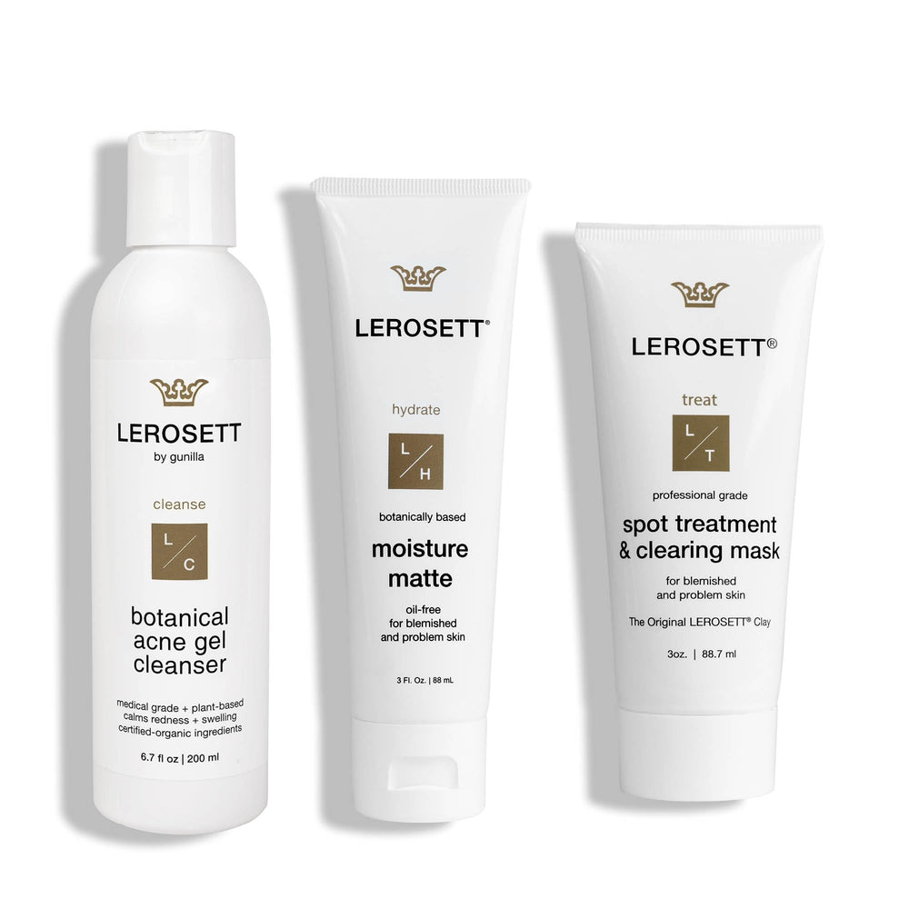 Gunilla of Sweden LEROSETT cleanser bottle shows a gentle aloe-based wash for clear skin.