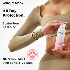 Gymati deodorant spray, side view, all-day protection for active lifestyle.
