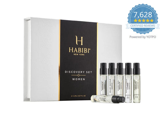 H HABIBI deluxe samples travel case displays compact fragrance collection for on-the-go testing.