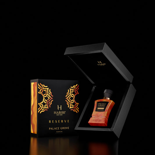 H Habibi Palace Grove cap closeup highlights premium packaging and cap design