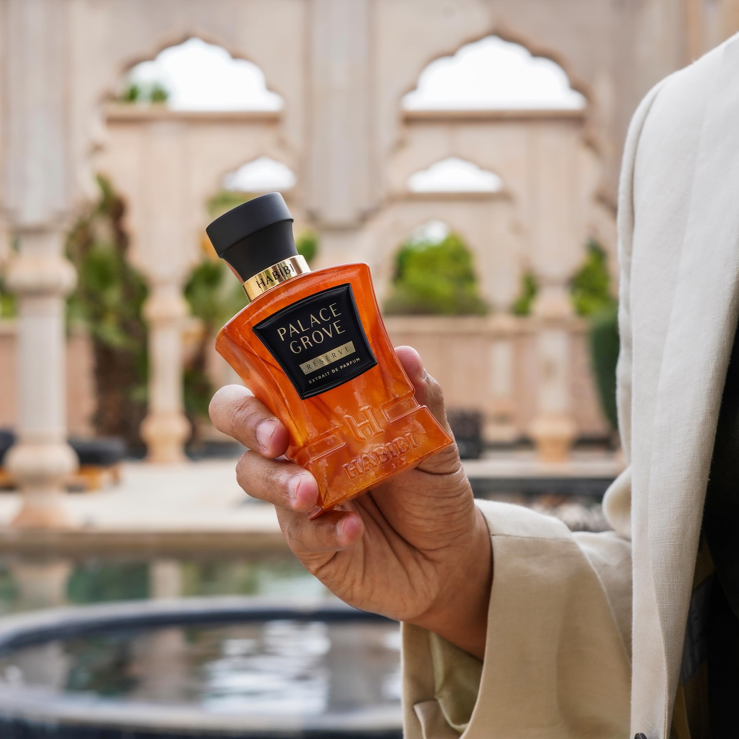 H Habibi Palace Grove apply-on-wrist demonstrates unisex versatility for scent routine