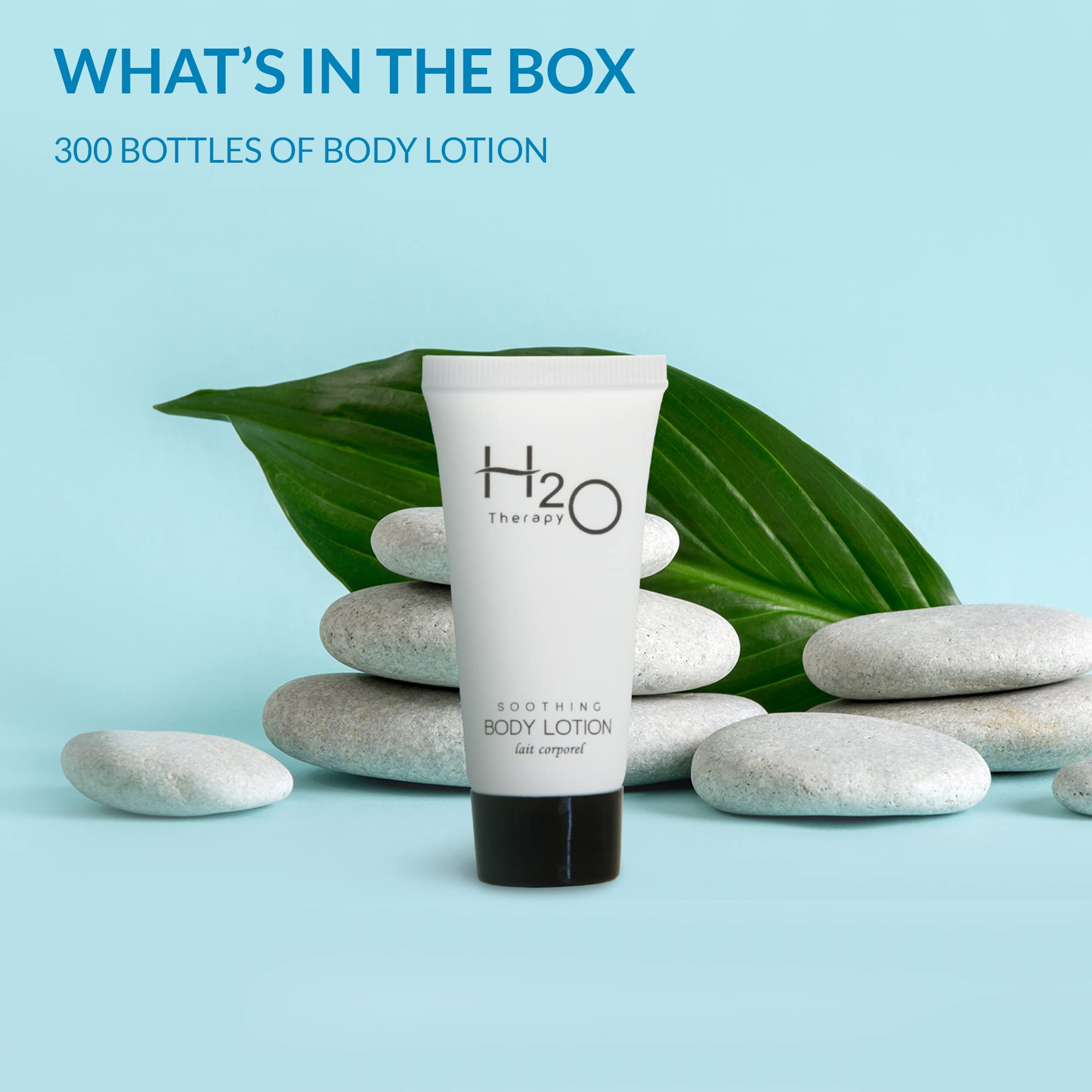 H2O Therapy Lotion bulk amenities case of 300 bottles reduces waste.