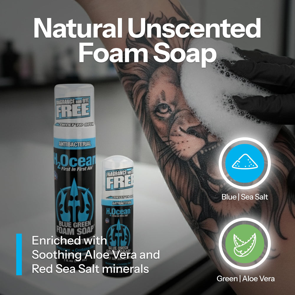 H2Ocean Blue Green Foam Soap proudly made in the USA