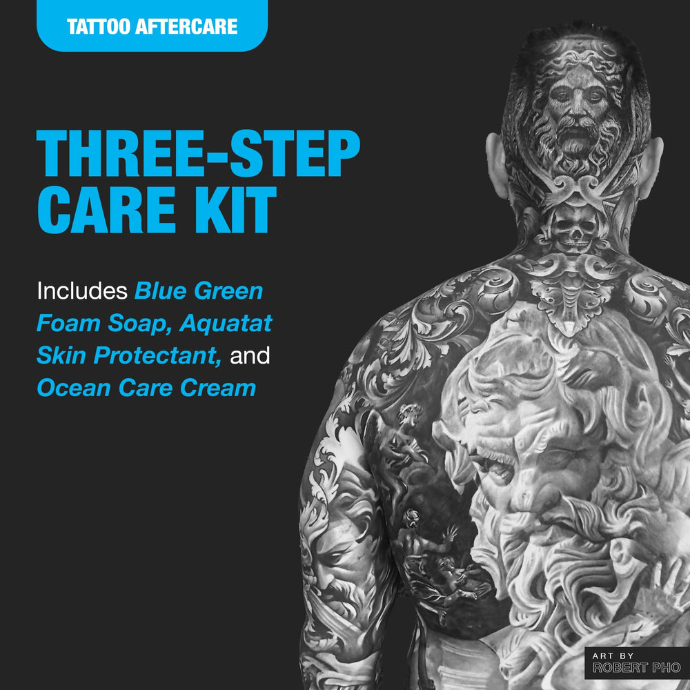 H2Ocean Extreme care-set packshot highlights all-in-one tattoo care