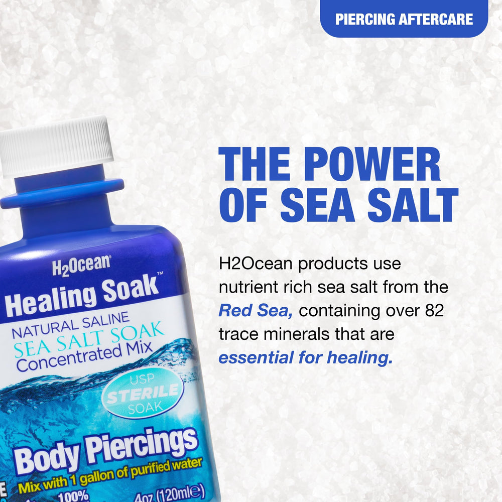 Pouring Healing Soak into a bowl for piercing cleansing