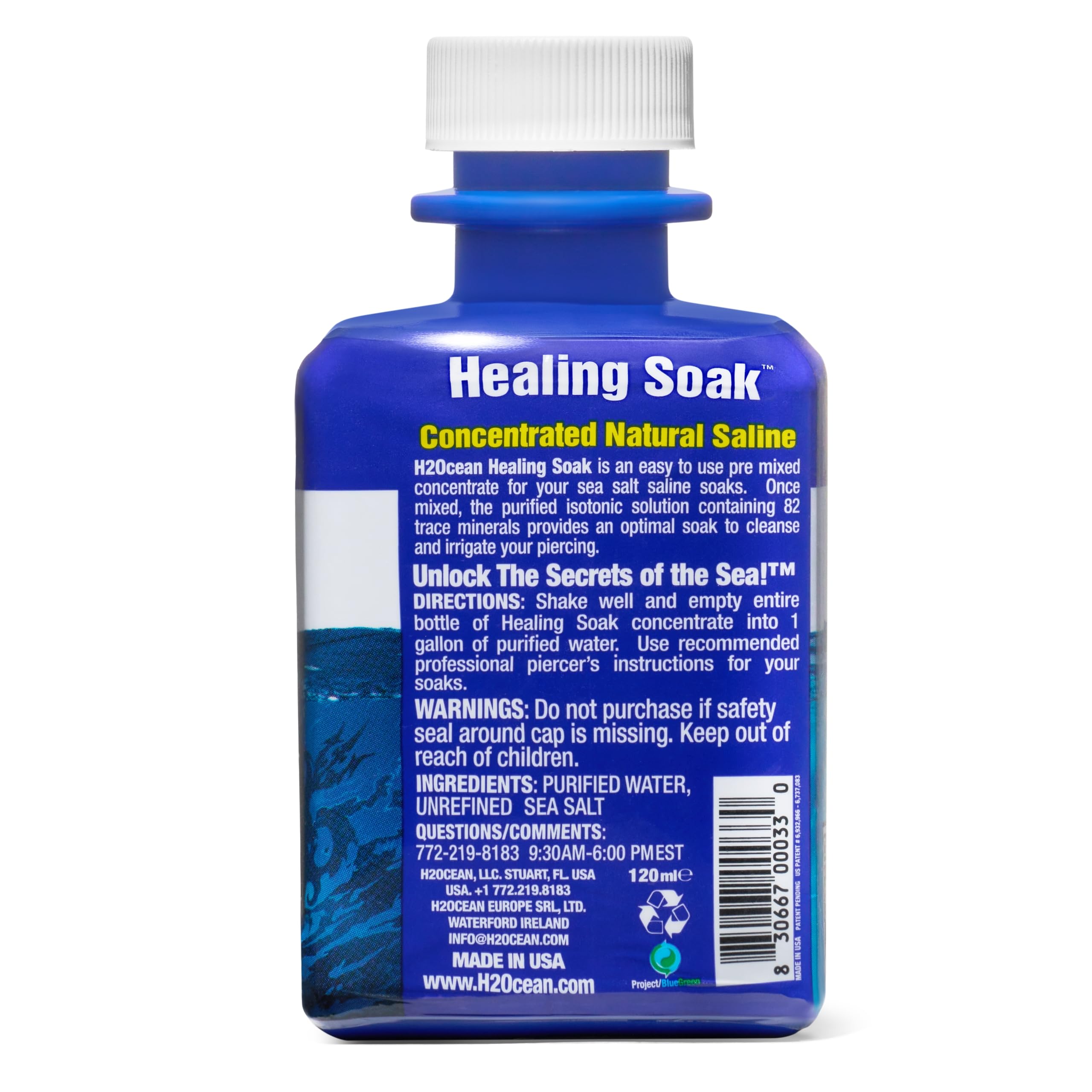 H2Ocean Healing Soak travel-ready 4 oz bottle for on-the-go care