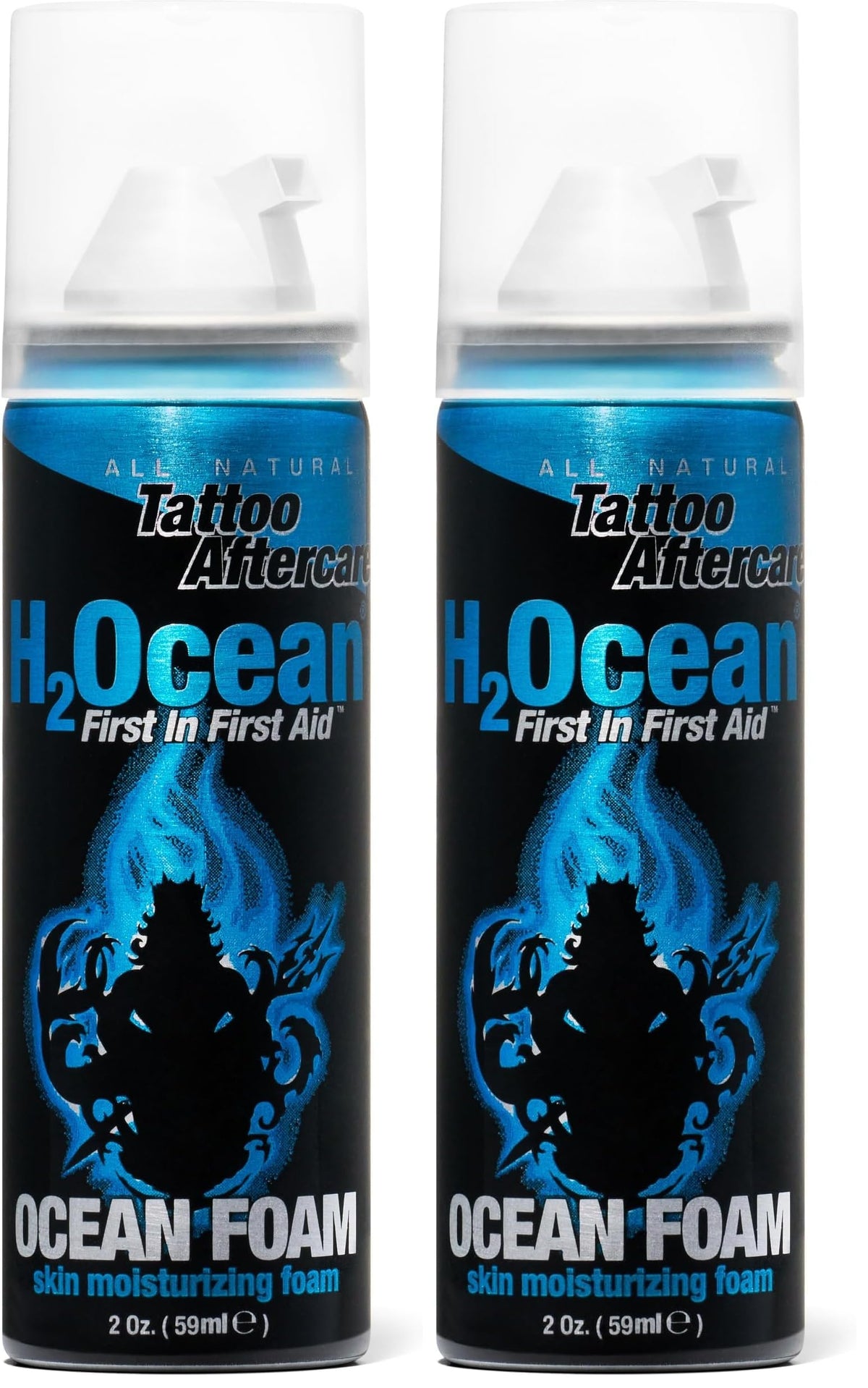 H2Ocean Ocean Foam tattoo aftercare bottle front view for gentle, breathable protection.