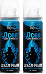H2Ocean Ocean Foam tattoo aftercare bottle front view for gentle, breathable protection.
