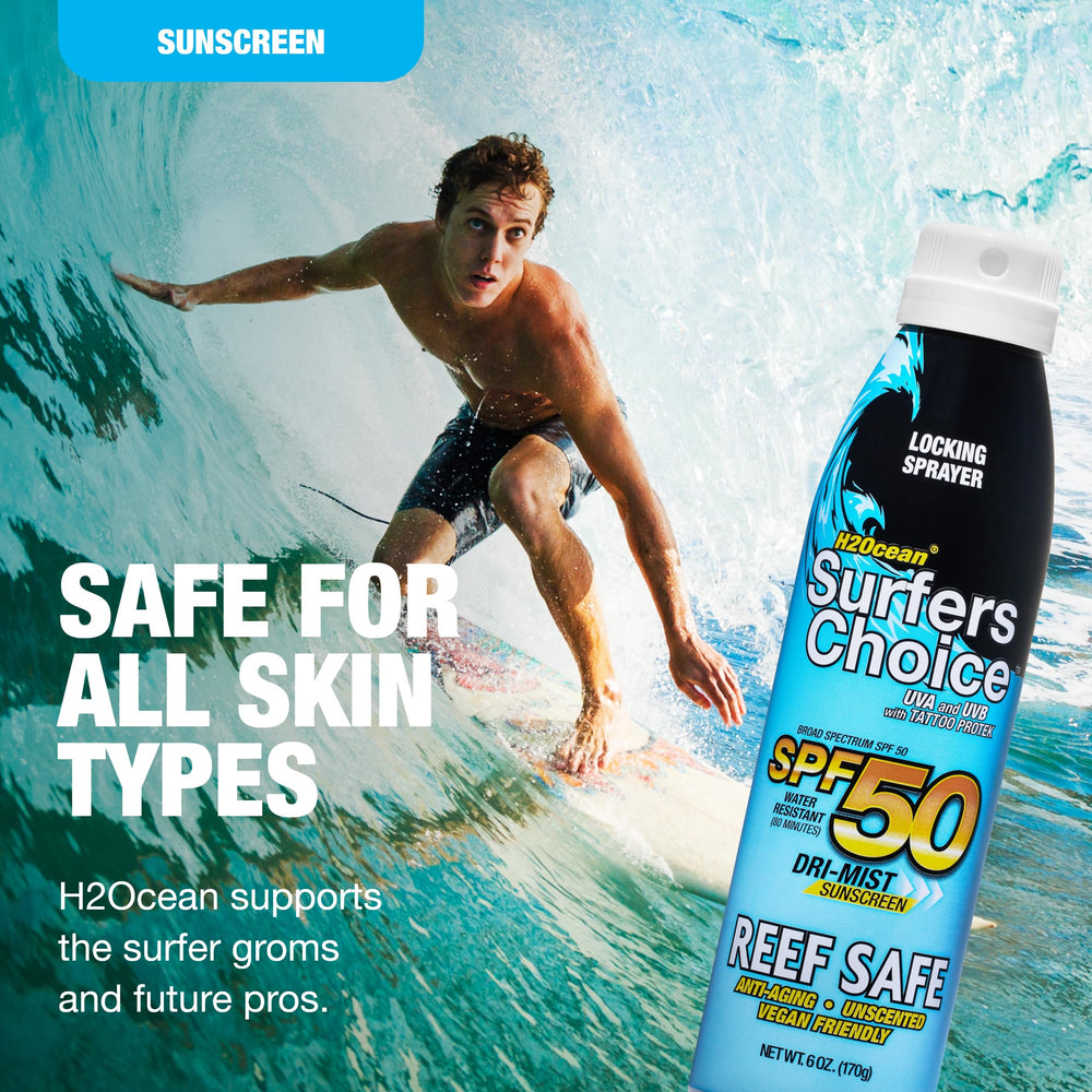 Reef-safe label on H2Ocean sunscreen bottle