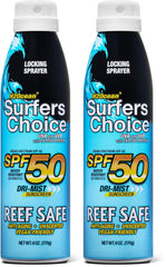 H2Ocean Surfers Choice SPF50 spray bottle on beach for quick UV protection