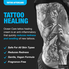 H2Ocean lotion texture close-up shows creamy, fast-absorbing formula for tattoo comfort