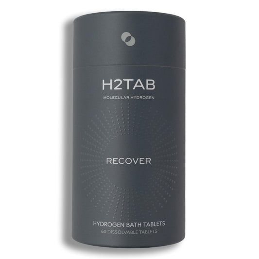 H2TAB hydrogen bath tablet dissolving in water for deep hydration and recovery.