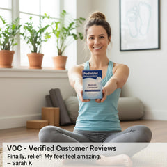 Habioer bunion corrector in action during home routine or office setting.