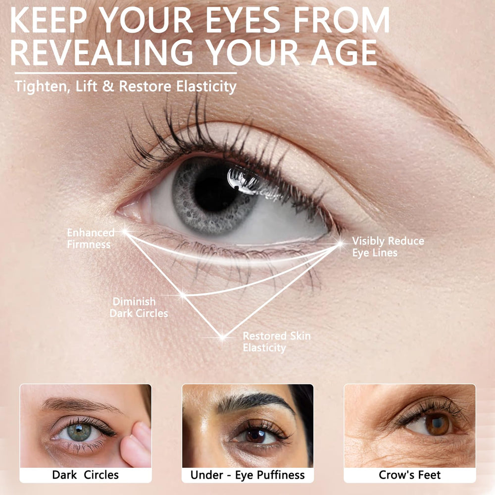 HACIRFE Elegacell eye-tightener set on vanity countertop evokes daily self-care routine.
