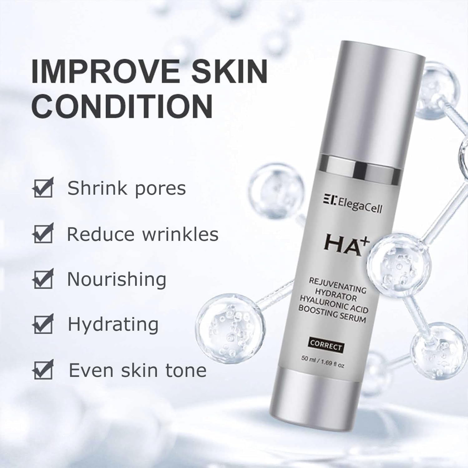Air-tight HACIRFE bottle emphasizing product freshness