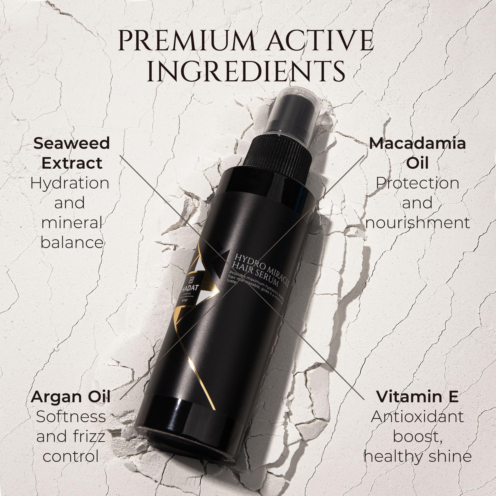 HADAT Hydro Miracle serum provides heat protection and shine.