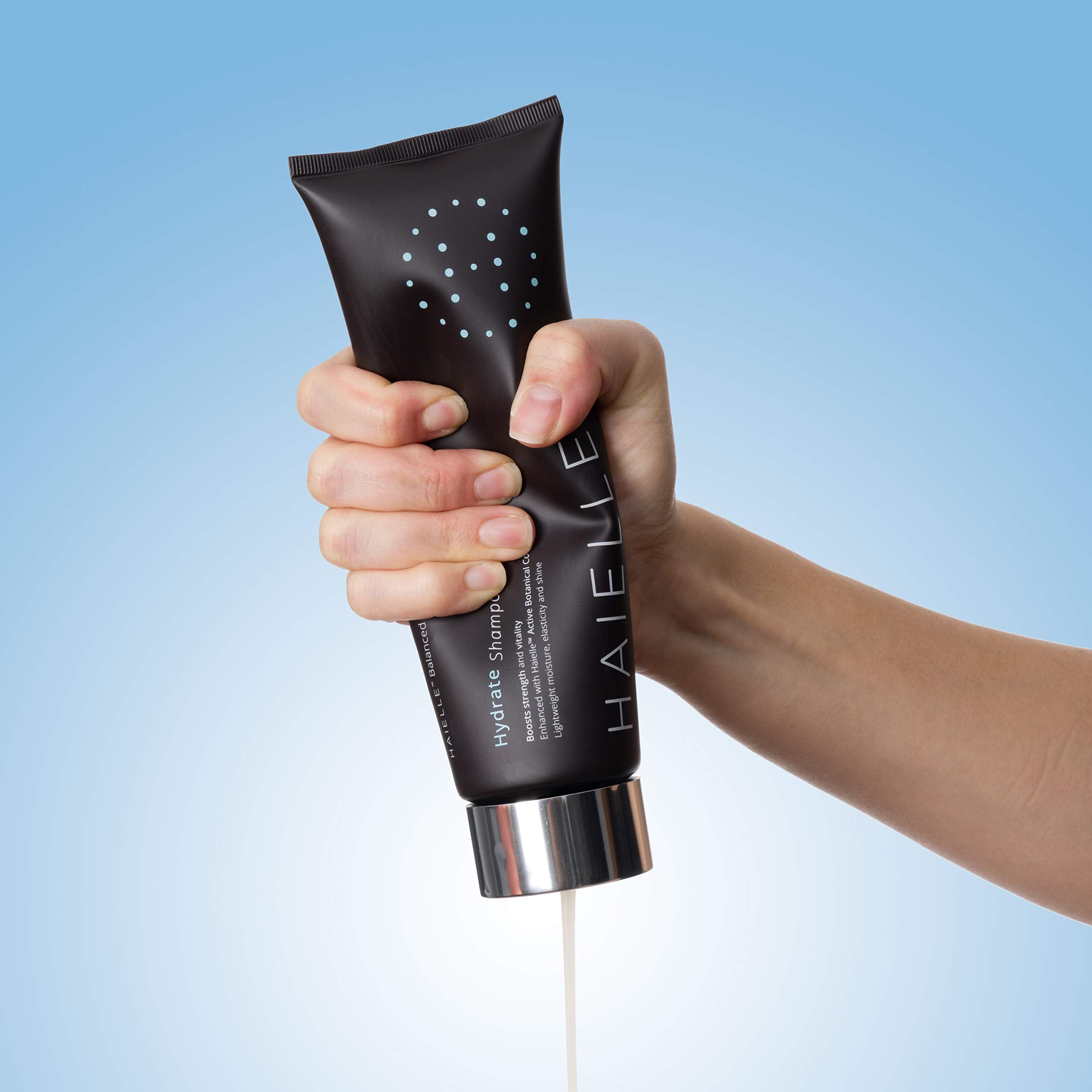 After use, hair feels soft and manageable with HAIELLE Hydrate Shampoo.